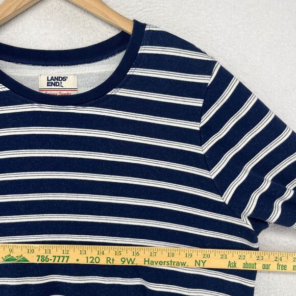 LANDS END Sweatshirt Womens XL 18 Serious Sweats Striped Jumper Pullover Blue - Picture 13 of 15